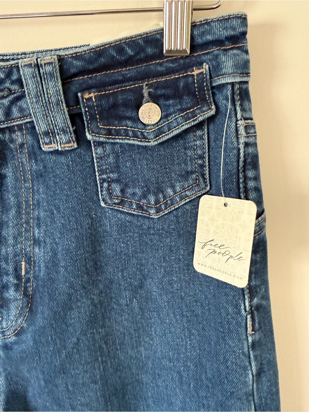 We The Free Dark Blue High-Rise Wide Leg Jeans - Picture 5 of 8